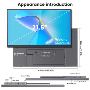 SIBOLAN 21.5インチフルHD 1080P LEDコンピューターモニターVGA 75x75mm VESA LCDモニター60hzリフレッシュレート時間Frameless220cd/m2 HD - Product Image 5
