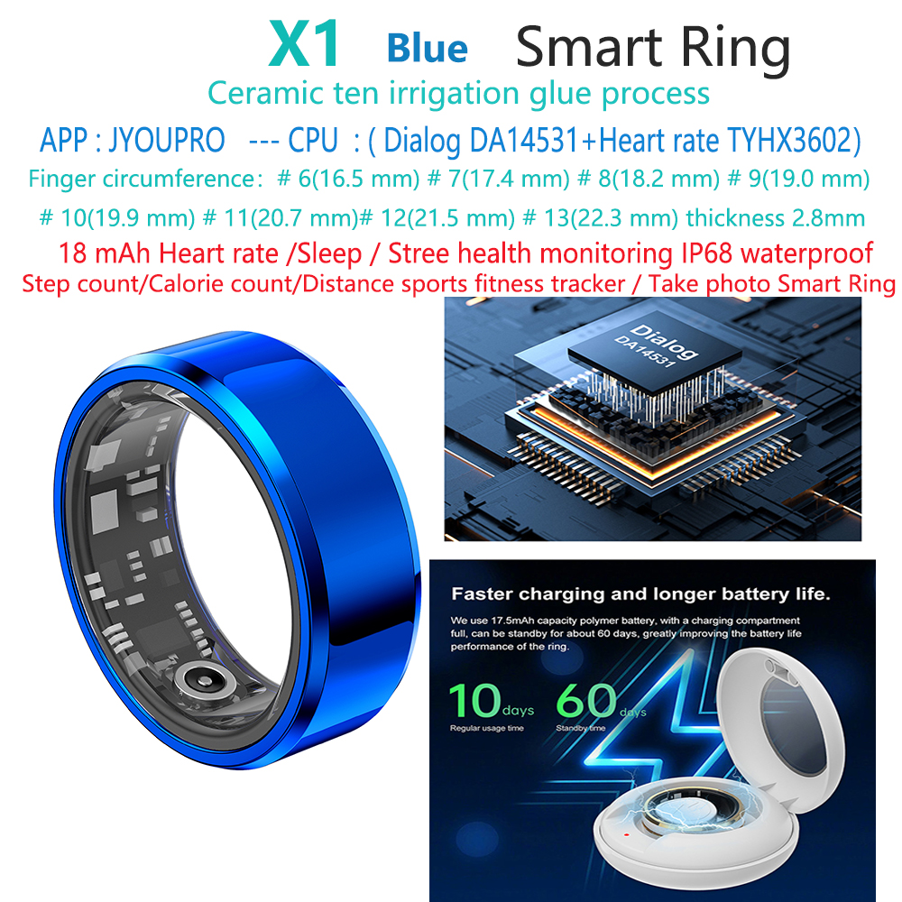 X1-sleep-health-sport-fitness-smart-ring-smart สีน้ำเงิน