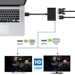 USB3.0 a HD HDTV VGA dos en uno tipo C Hub PD carga tipo C a HD HDTV adaptador para estación de acoplamiento Usb C A Adaptador dual HDMI - Product Image 6