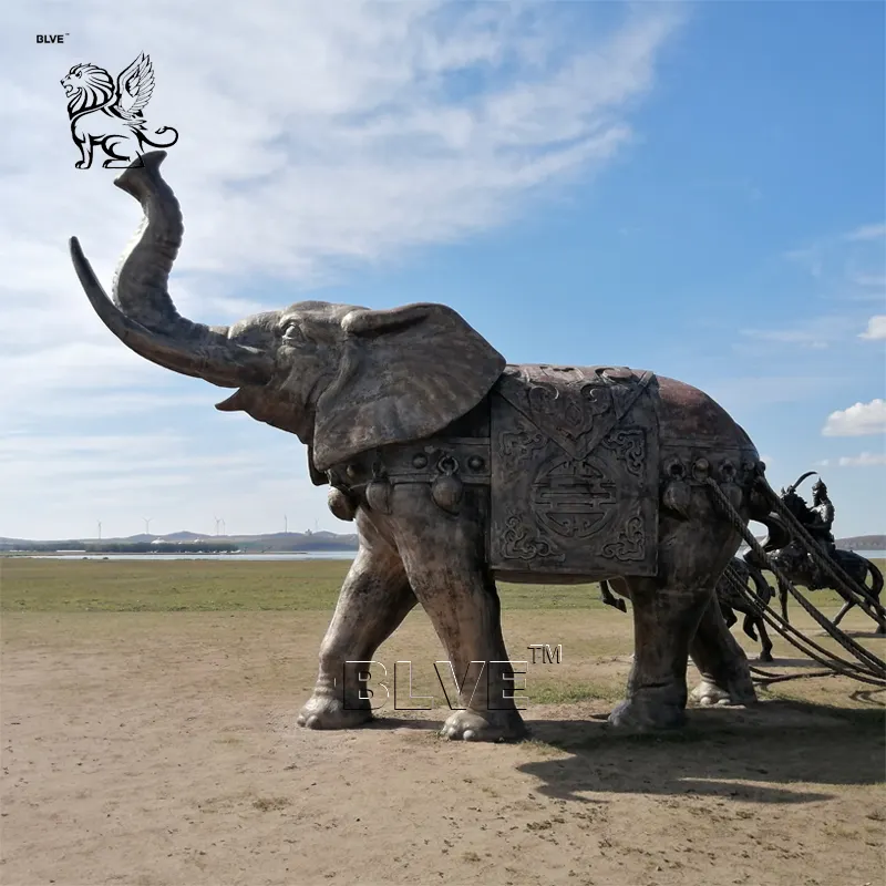 BLVE decoración al aire libre gran Metal Animal antiguo cobre bronce latón elefante gigante estatuas escultura para la venta