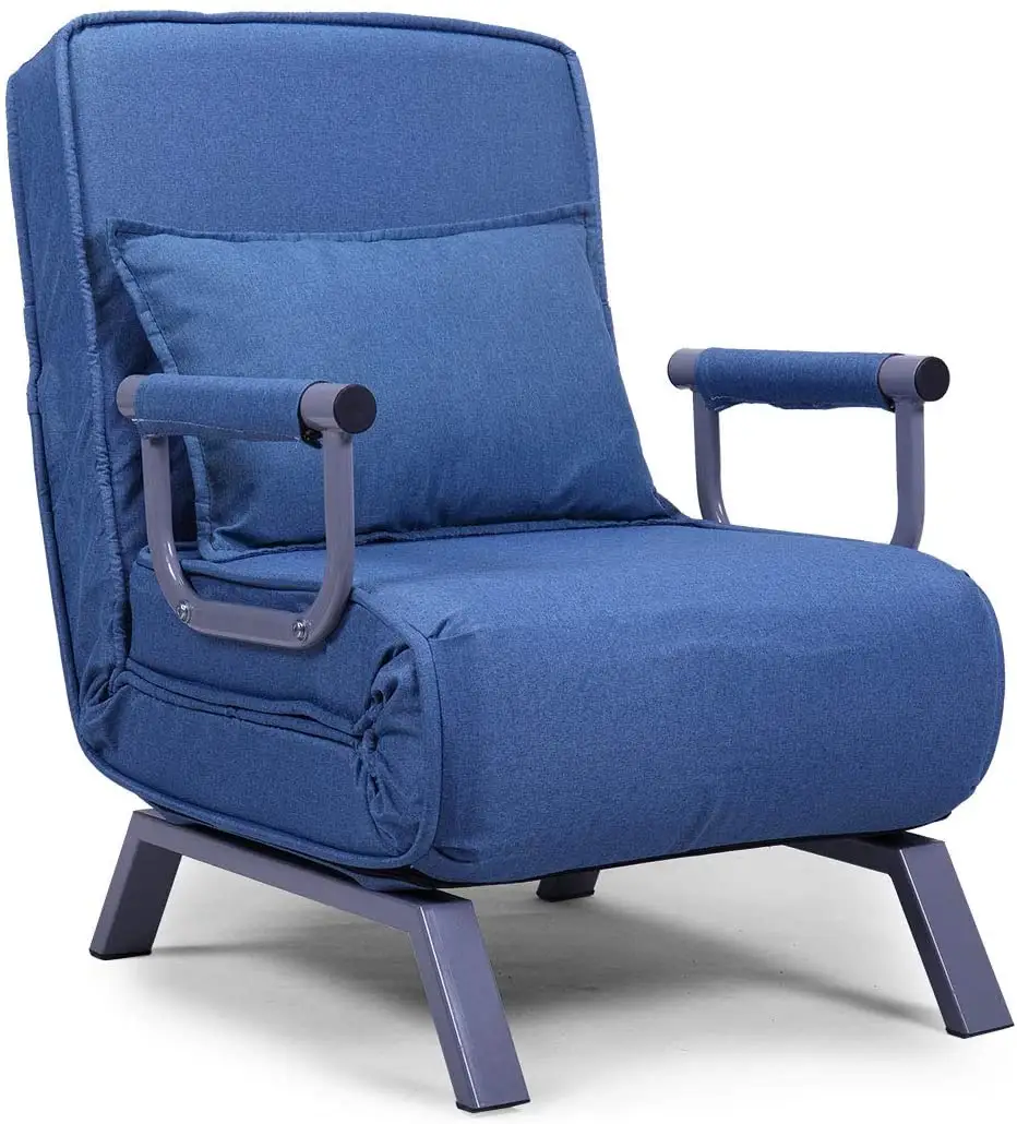 เตียงโซฟาสีฟ้าเก้าอี้พับแขนนอน5ตำแหน่งผู้เอนกายเต็มเบาะเก้าอี้โซฟา