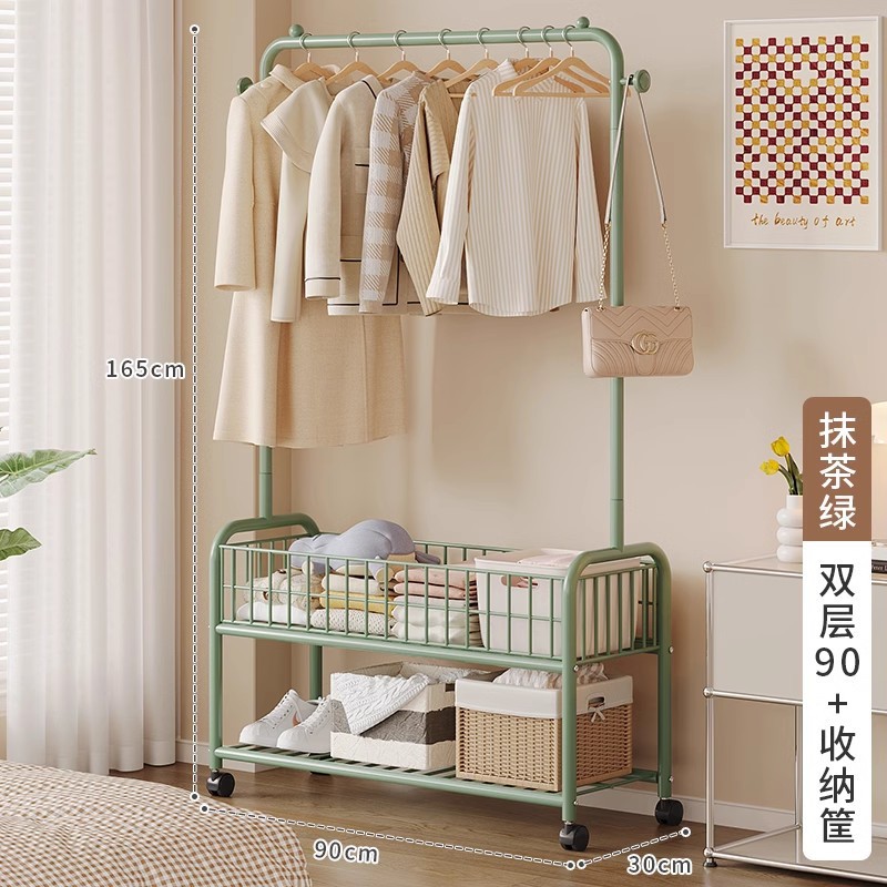 Double-layer 90cm matcha green storage basket