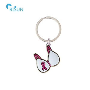 Fabriek Liefdadigheidsactiviteiten Borstkanker Bewustzijn Roze Lint Sleutelhangers Sleutelhangers Souvenir Metalen Custom Borstkanker Sleutelhanger - Product Image 3