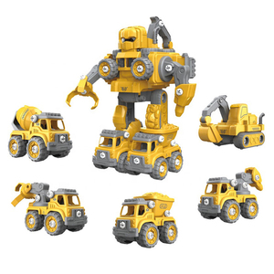 Yaratıcı iş makinesi oyuncak 5 1 DIY montaj deformasyon araba Robot çocuklar için - Product Image 1
