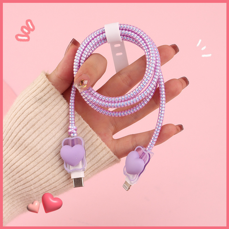 Para iPhone corazón morado 4 piezas