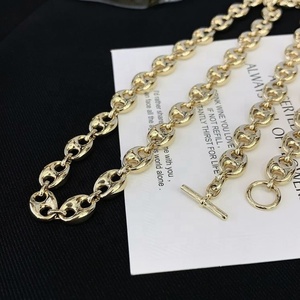 RUYI Collana a Catena Maglia Marina a Chicco di Caffè e Muso di Maiale in Oro Massiccio <span class=keywords><strong>14K</strong></span>, Gioielli Vintage Hip Hop per Uomo e Donna, di Grande Successo - Product Image 5