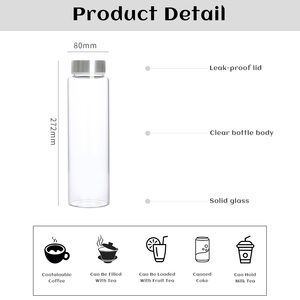 Giá bán buôn tùy chỉnh rõ ràng miệng rộng dày dưới cao thủy tinh Borosilicate thể thao uống Chai Thủy Tinh du lịch chai - Product Image 2