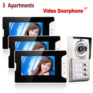 Sistema de intercomunicación impermeable para el hogar, videoportero de 7 pulgadas con cámara HD de 1000TVL, 3 botones, 3 monitores, IR-CUT - Product Image 5