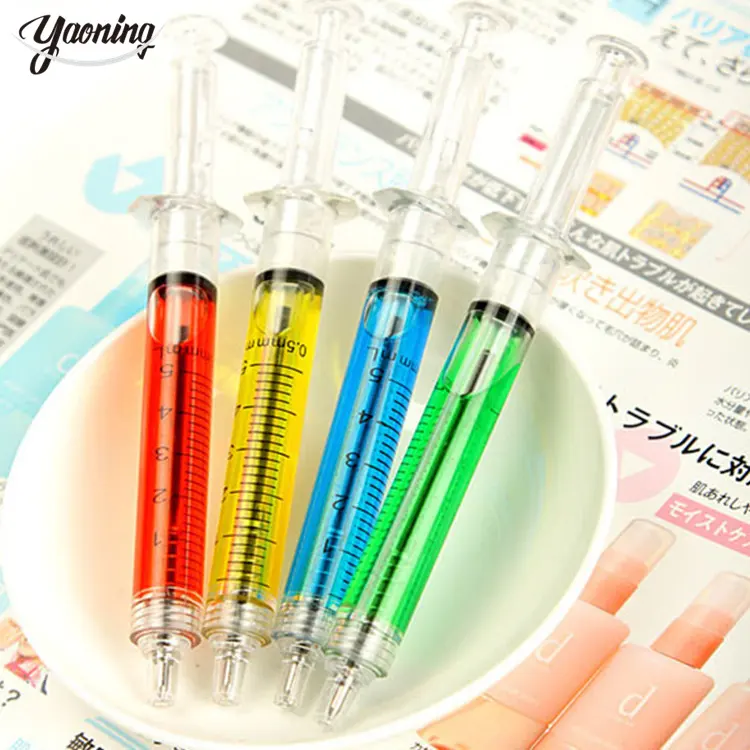 Custom design low price stationery office supplies products for 2023 New creative syringe design plastic ball pen ballpoint pens