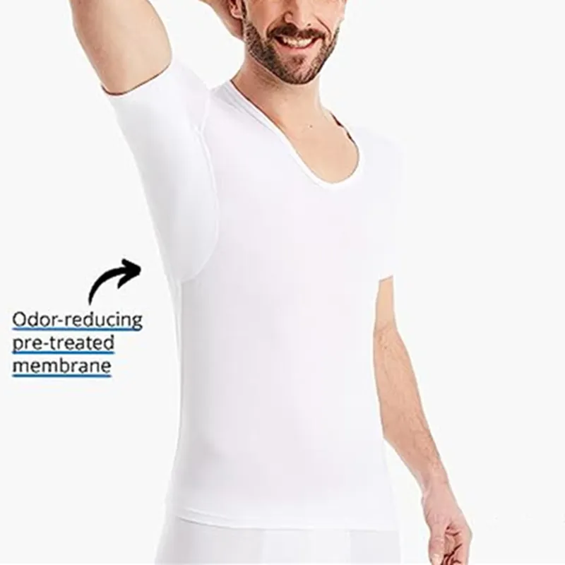 PATON ODM/OEM Lenzing Modal Ropa de gimnasio transpirable Blanco Cuello en V Camisetas interiores para hombres Camisetas a prueba de sudor