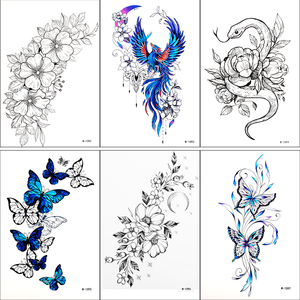 Hoa cơ thể nghệ thuật phụ nữ không thấm nước thực tế tạm thời dán hình xăm - Product Image 2