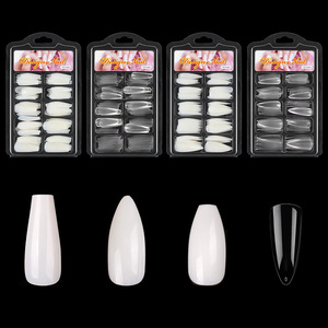New100 pcs/boxフルカバーネイルチップ偽透明フレンチアクリル人工偽爪マニキュア用チップ - Product Image 3