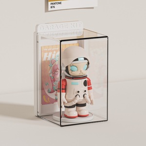Mini figura de juguete moderna, caja de exhibición única, almacenamiento de plástico PET acrílico transparente multicapa con tarjeta, tipo apilable rectangular