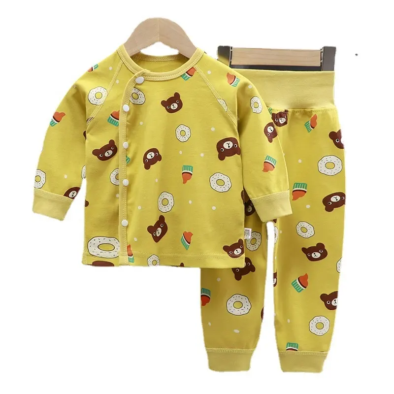 Весенне-осенний комплект детской одежды для новорожденных, 100% хлопковая одежда без костей для маленьких мальчиков, домашняя одежда