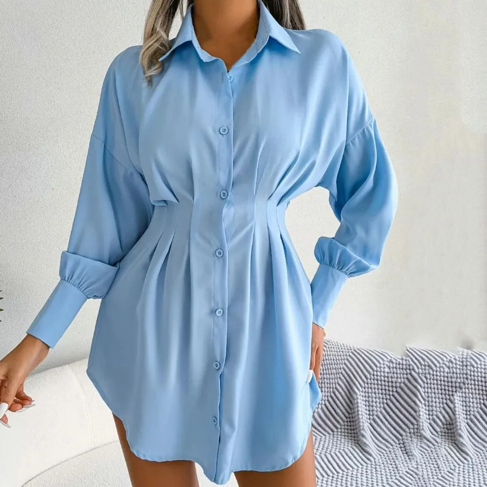 Camisa feminina cintura apertada, blusa feminina botão lapela cardigã solto manga comprida oversized casual