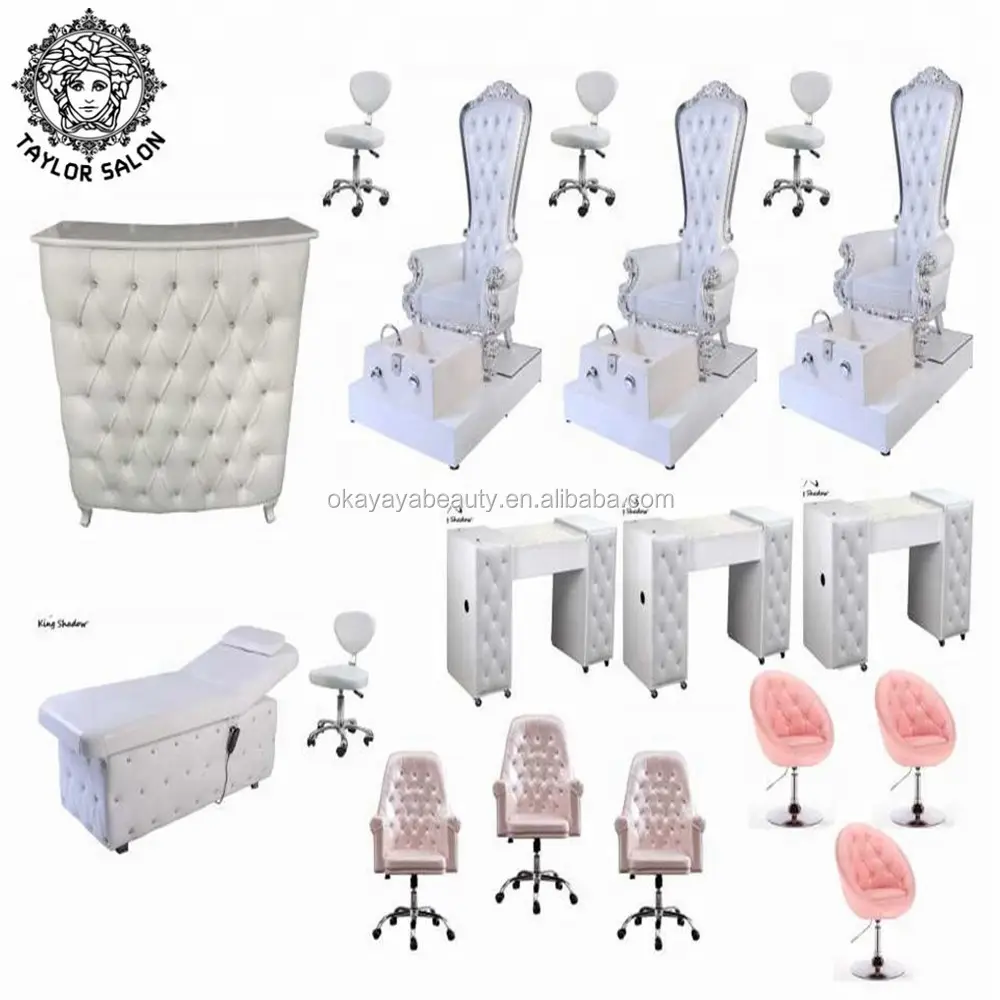 Set di mobili per salone di bellezza per nail art tavolo per unghie rosa massaggio spa pedicure + sedia