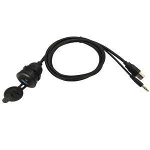 3Ft polikarbonat kabuk 3.5mm USB 3.0 erkek kadın paneli montaj uzatma Aux kablosu bilgisayar için LED PVC ceket örgü koruyucu - Product Image 3