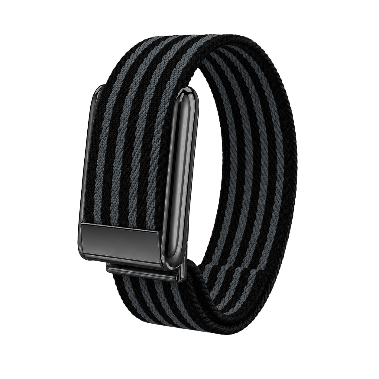 Noir avec boucle noire à quatre rayures grises