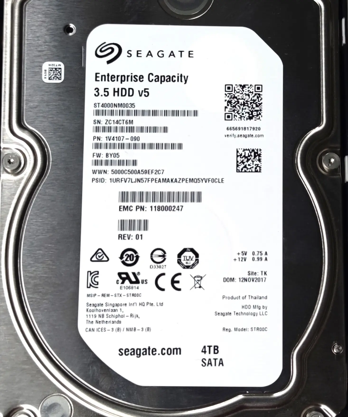Seagate Exos 7 e8 4TB 512n SATA 128MB di Cache disco rigido aziendale da 3.5 pollici