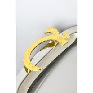 2025 Bán hàng nóng ánh sáng sang trọng bạc nghệ thuật khay kim loại thép không gỉ thực phẩm phục vụ khay thiết lập với xử lý Vàng - Product Image 2