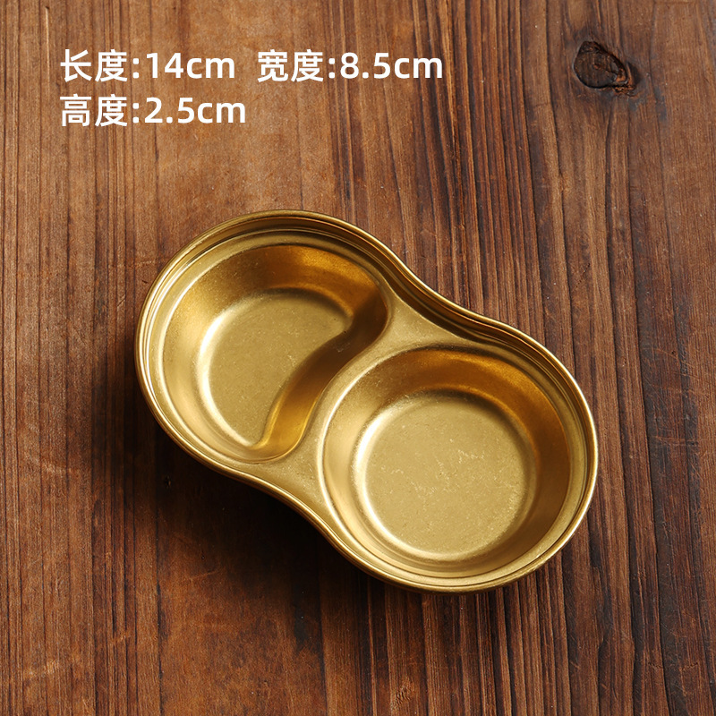 Two-compartment round condiment dish (retro gold)