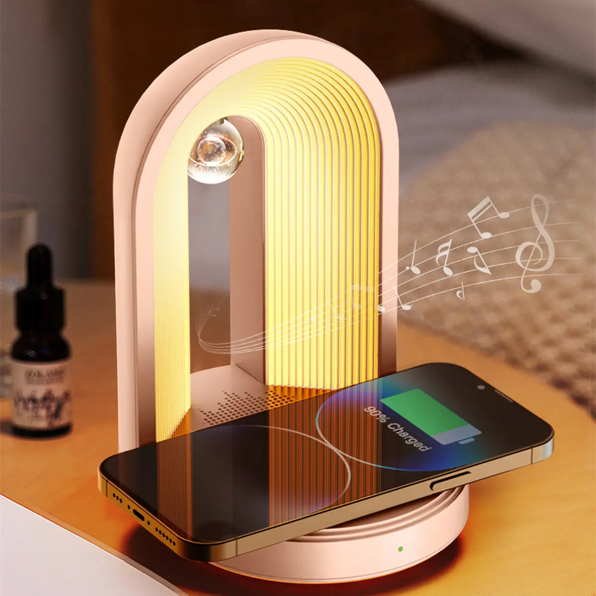 2023 Hot Products Wireless Charger 3 in 1 Led lamp With BT Speaker And Wireless Charger