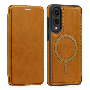 三星Galaxy S25 Edge豪华翻盖PU皮革带卡座钱包手机套带磁性保护后盖外壳 - Product Image 1