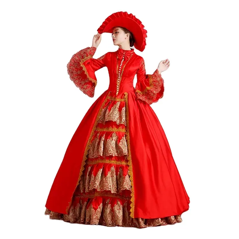 Ecoparty-Vestidos victorianos renacentistas medievales para mujer, trajes de champán, Reina, vestidos de baile para mujer