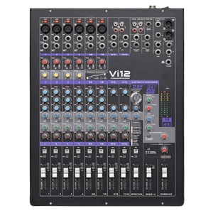 プロフェッショナルオーディオミキサーDJコントローラーミキシングコンソール用12チャンネルビジネスクラブサウンドプロセッサステージパフォーマンスvi12