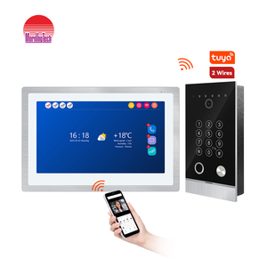 Sistema de entrada de videoportero con desbloqueo de huellas dactilares de diseño moderno con kit de timbre de visión nocturna para apartamentos o casas - Product Image 1
