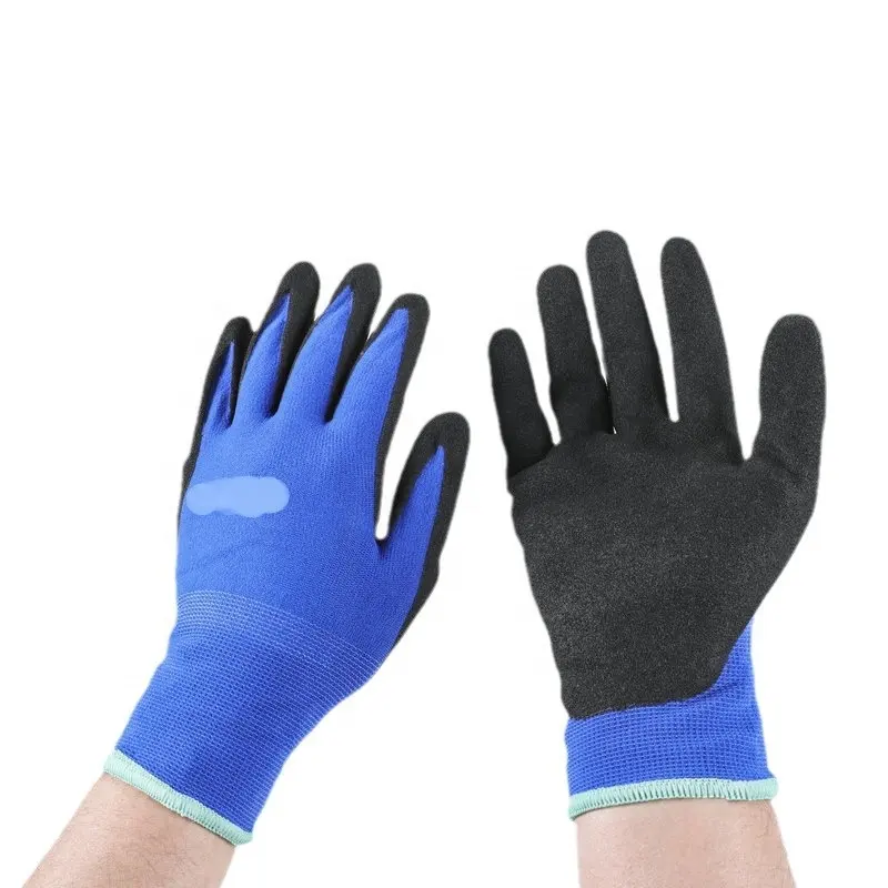 Werkhandschoenen 13 Naald Nylon Latex Gerimpelde Semi-Rubberen Handschoenen Ademende Antislip En Slijtvaste Bouwhandschoenen