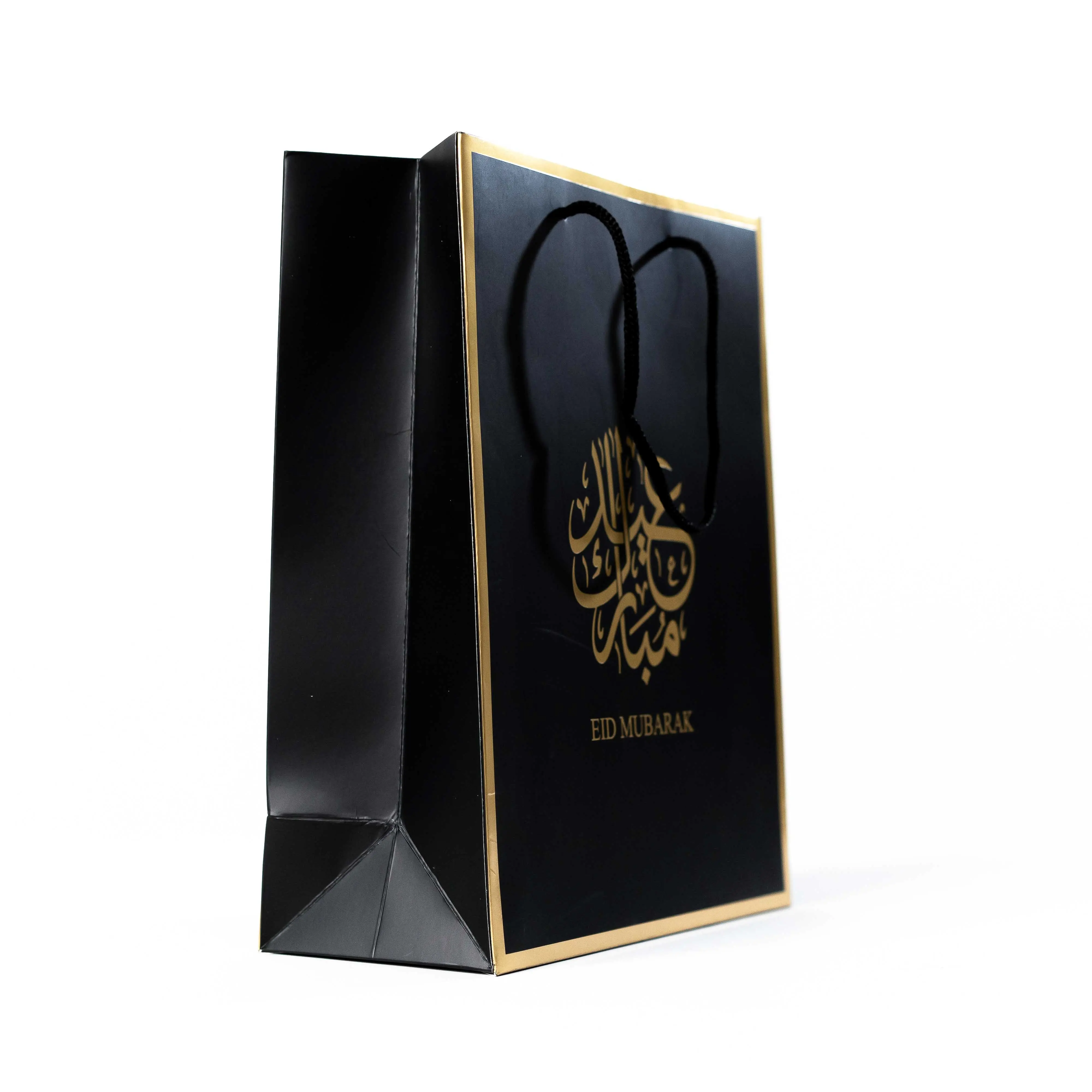 sustainable welcome high quality fancy paper custom sizable luxury handle personalized holiday silver gold black gift bags