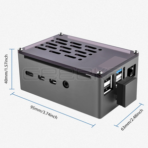 GeeekPi carcasa de ladrillo de aluminio carcasa negra con M.2 SATA SSD Velocidad Ajustable 3510 ventilador de refrigeración para Raspberry Pi 4 modelo B - Product Image 1
