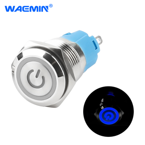 Interruttore a pulsante momentaneo da 16mm IP65 a testa piatta con interruttore a pulsante luce blu