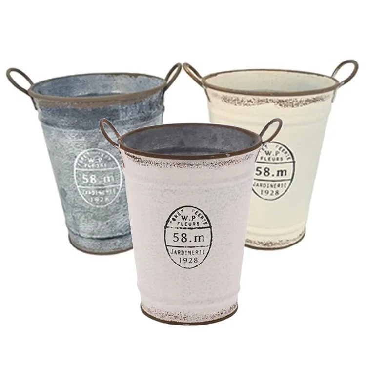 Vintage wholesale flower pots antique cast iron decorative home&garden metal flower bucket planter