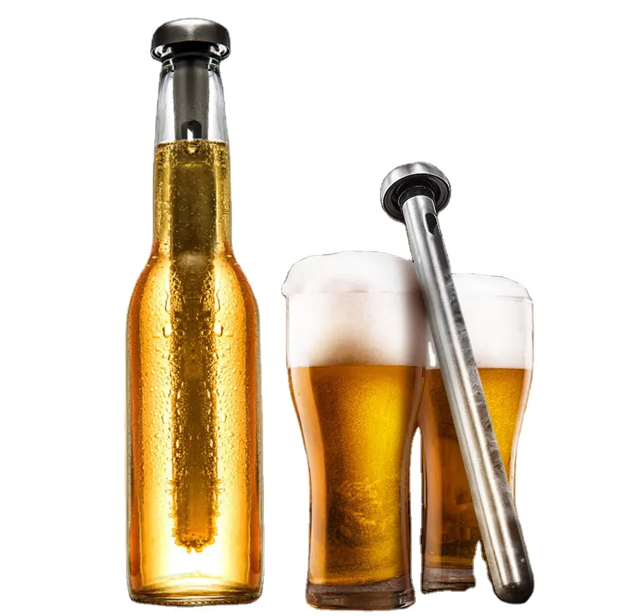 पोर्टेबल लाल बीयर की बोतल चिलर 304 स्टेनलेस स्टील बर्फ बोतल कूलर छड़ी शराब बर्फ बार शराब कूलर