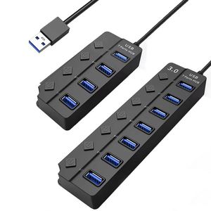 USB-концентратор 3,0 7-портовый высокоскоростной 5 Гбит/с, разветвитель, современный стиль, многоразовый адаптер питания с переключателем, длинный кабель, многорасширитель