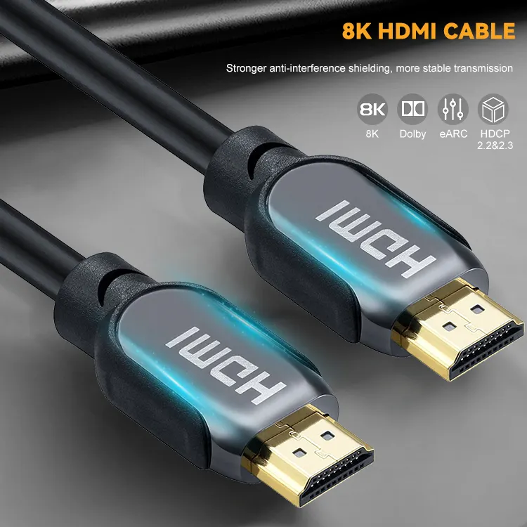 Kabel HDMI ke HMDI, panjang kustom 1m 1.5m 2m 3m 5m tembaga bebas oksigen murni kabel HDMI 2.1 8k berlapis emas 24K