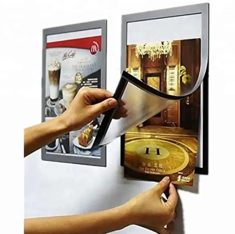 Paquete de 2 póster de ventana de doble cara autoadhesivo A4 marco de fotos de PVC Marco de exhibición magnético