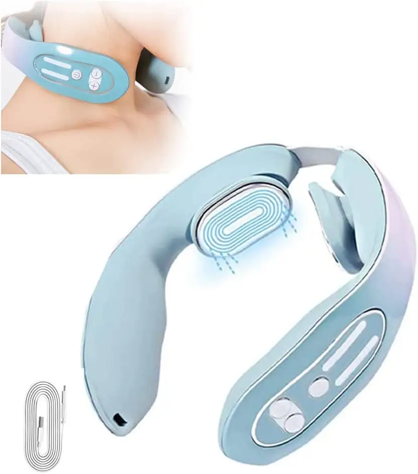 EMS Neck Acupoints Lymphatic Massager Device to Reduce Fatigue Portable and Promote Blood Circulation Neck Massager