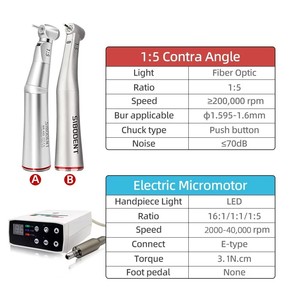 Micromotore elettrico dentale a LED per rettificatrice dentale per apparecchiature endodontiche lavoro con 1:5/1:1:/16:1 contrangolo - Product Image 4
