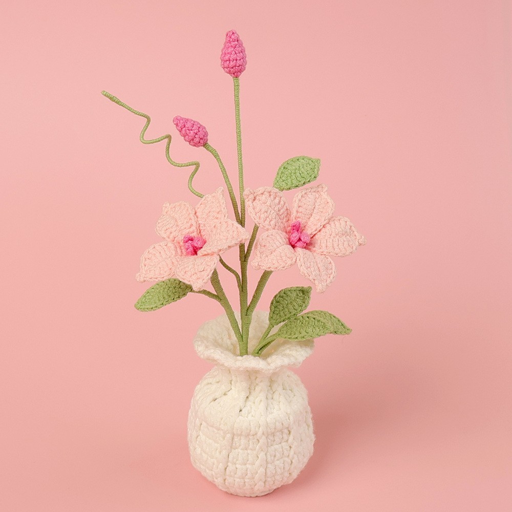 Pink-snow five clematis-large white vase