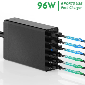 OEM Support 96W USB Phone Charger <strong>P</strong> D20W Q C3.0 6 Ports Quick Charger <strong>Adapter</strong> for Phones Fast Desktop Charger Station - Product Image 3