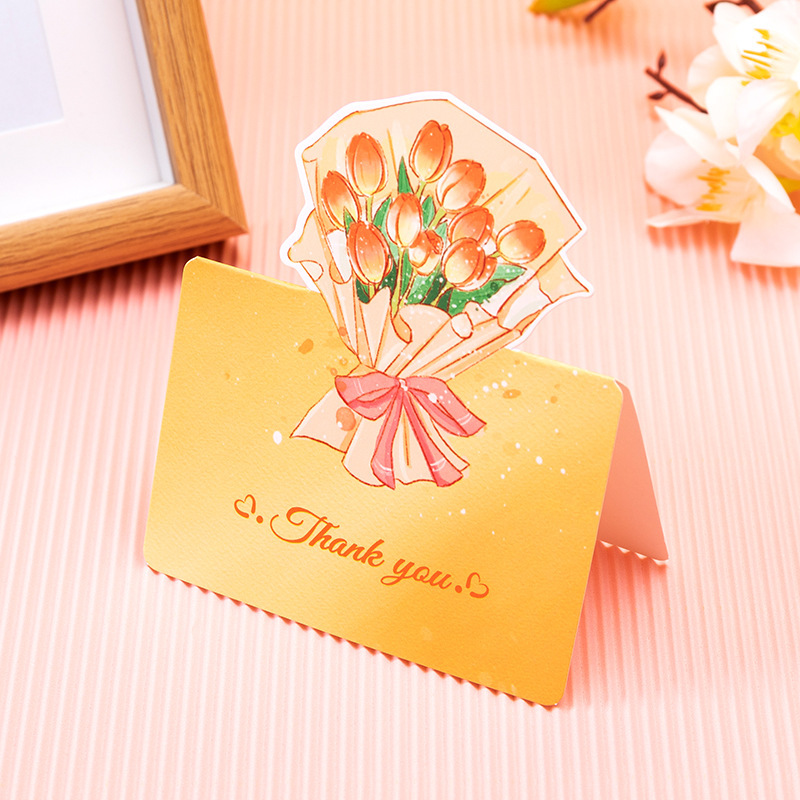 16 Tulips - orange Thank You (Single Greeting Card)