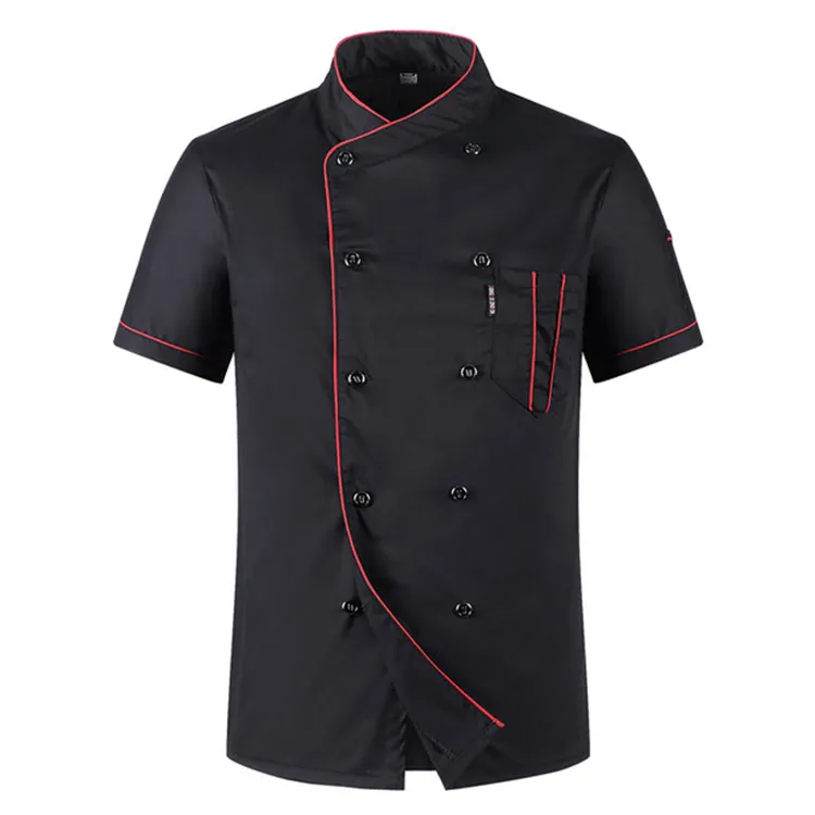 Uniformes de trabajo de cocina para Chef, chaquetas de manga corta con doble botonadura para restaurante, panadería, café, camarero, Catering y servicio de alimentos