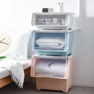 ふた付きカスタムサイズカラープラスチック収納ビン衣類収納チェストキッズおもちゃ収納ボックスビンプラスチックボックス - Product Image 4