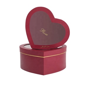 环保心形可折叠鲜花包装礼品纸盒包裹，盖子上有清窗 - Product Image 2