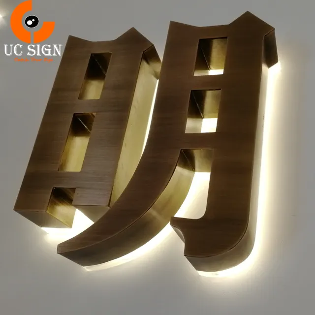 Letrero LED de letras de metal retroiluminado de acero inoxidable de nuevo diseño montado en la pared