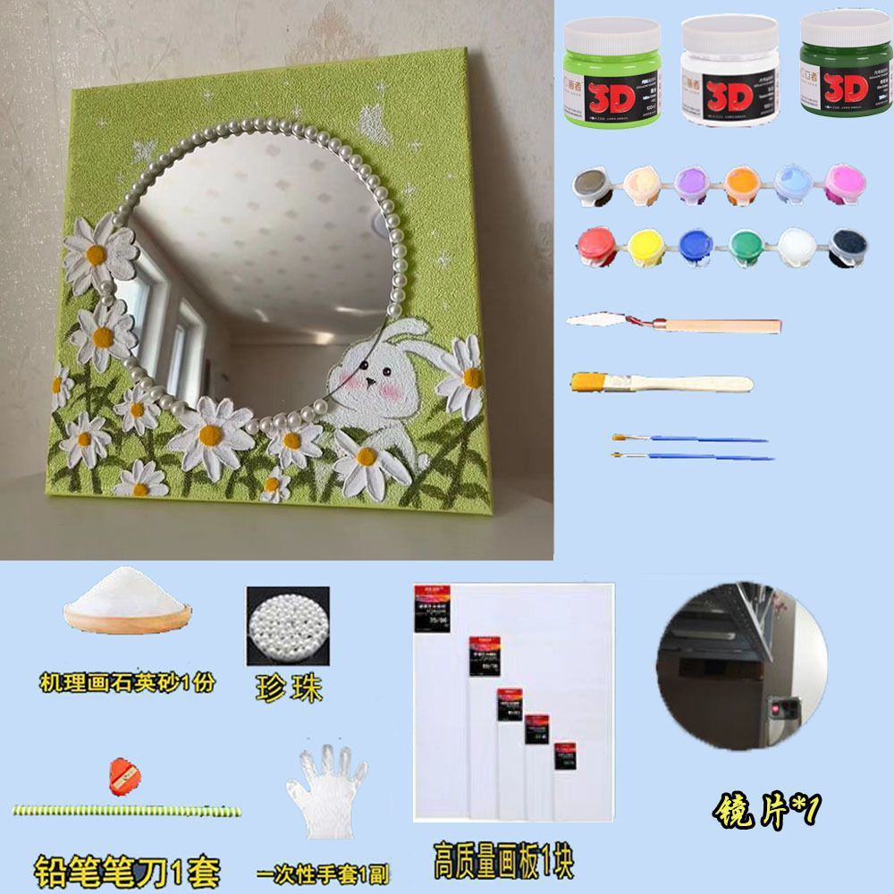 Mignon petit miroir rond lapin blanc