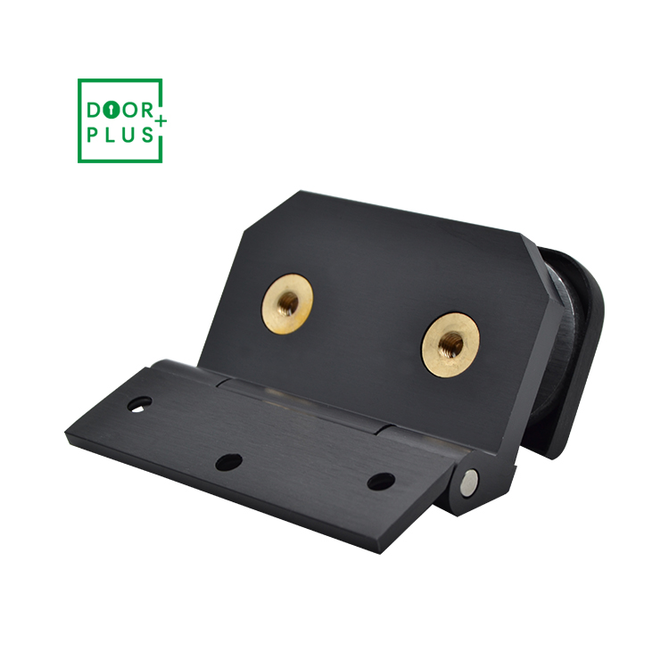 Doorplus Matte Black Aluminum Alloy Hinge Office Glass Door Clamp Glass Sliding Door Hinge Furniture Cabinet Glass Door Hinges